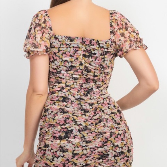 Floral print overlay mesh dress - Picture 6 of 14